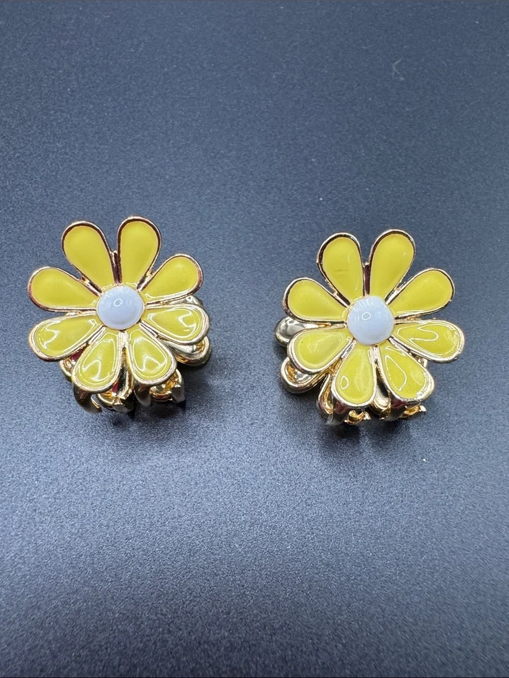 Yellow Daisy Flower Hair Clip set of 2